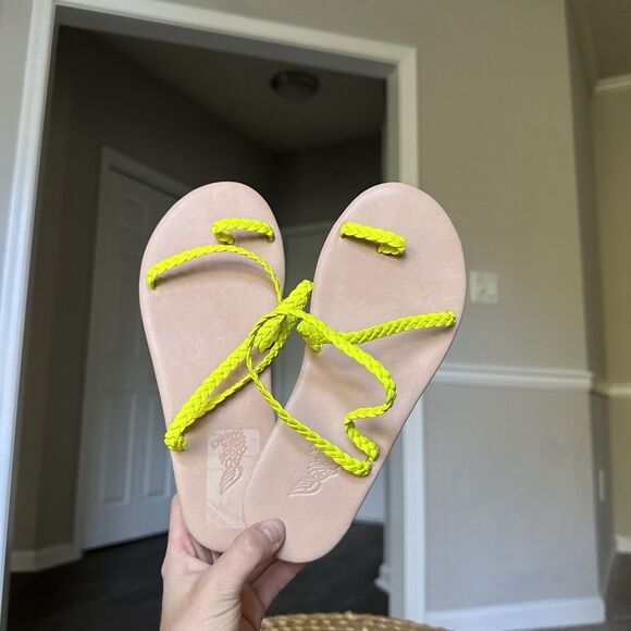 Ancient Greek Sandals Eleftheria Neon Yellow Women’s 36 NEW MSRP $285 Handmade - Picture 1 of 9